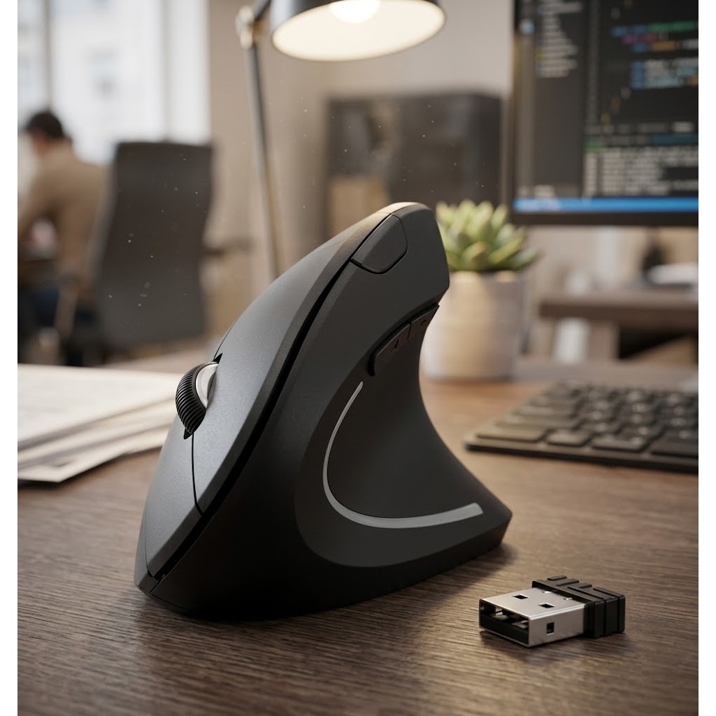 Mouse Vertical Ergonômico Sem Fio Bluetooth Recarregável Kapbom KA-6660 KA-612 2400DPI