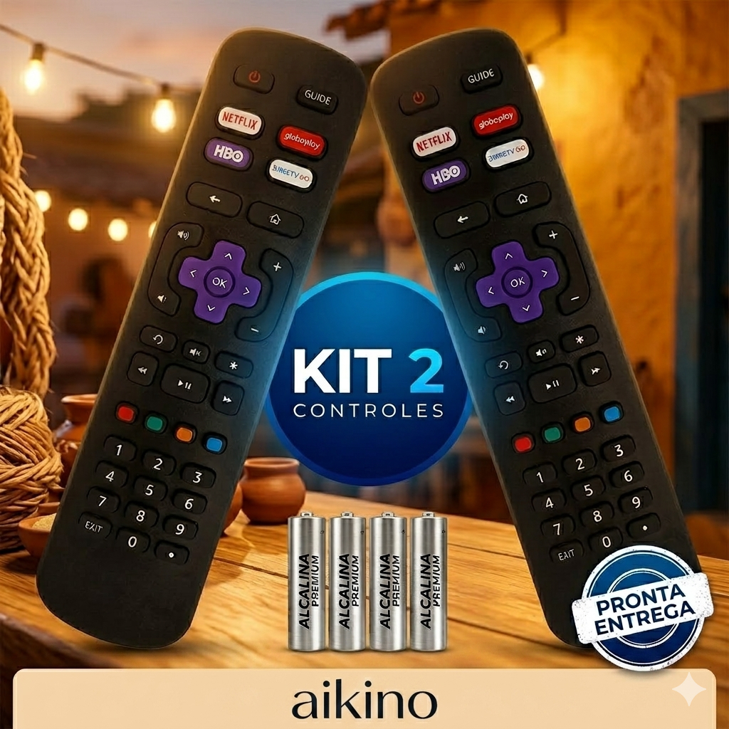 kit Controle Remoto Compatível Tv Semp para Tcl Toshiba Roku Smart