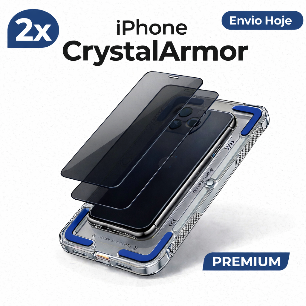 Kit 2 Películas Privacidade Crystal Armor iPhone XR/11/12/13/14/15/16/17 Plus/Pro/Pro Max 3D 9H Anti Spy com Aplicador
