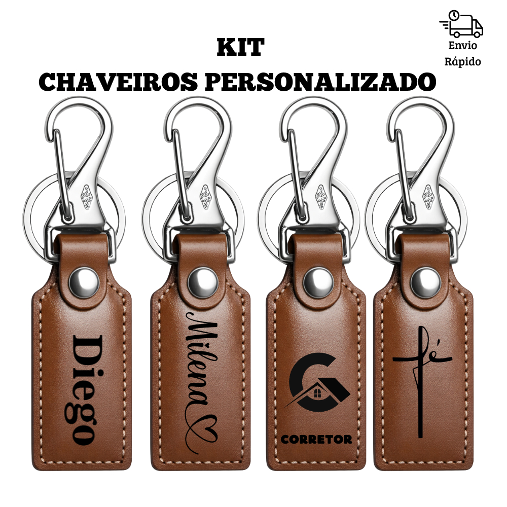 KIT Chaveiro de couro personalizado  com argola Italiana - Classic em Oferta na Shopee