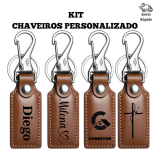 KIT Chaveiro de couro personalizado  com argola Italiana - Classic em Oferta na Shopee
