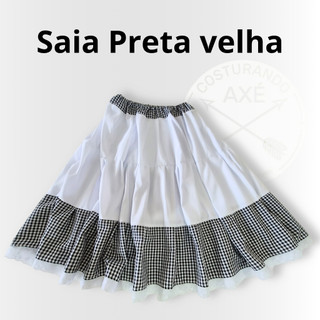 SAIA PRETA VELHA PRETO VELHO CARIJÓ XADREZ SAIA DE RAÇÃO UMBANDA E CANDOMBLÉ 95CM 3 METROS DE RODA MICROFIBRA OXFORD