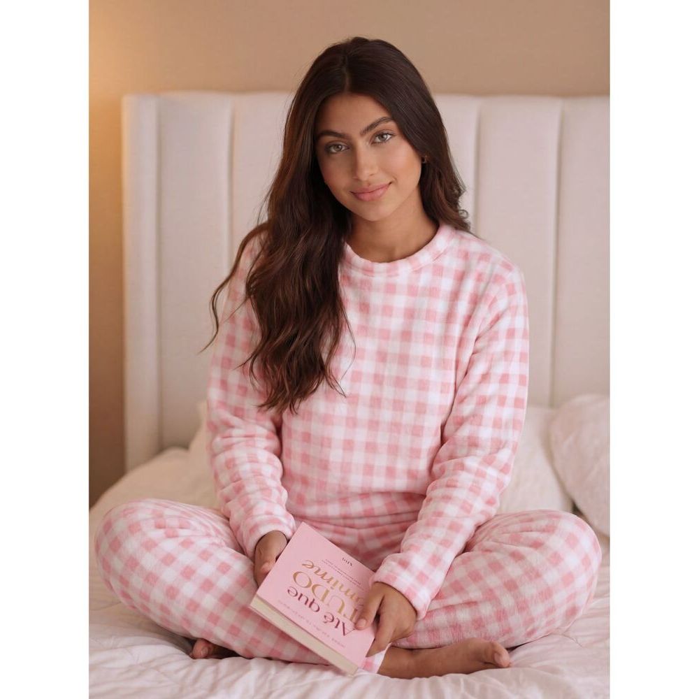 Pijama Feminino Longo Fleece Ted – Peludinho, Quentinho e Confortável para Inverno