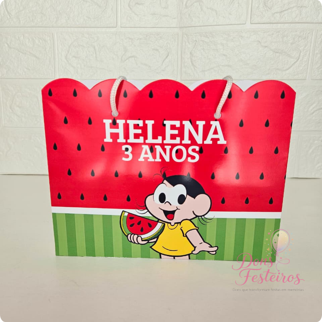 Sacolinha Personalizada Aniversário | Lembrancinha Magali | Sacola com Nome e Idade| Kit 10 15 20 25