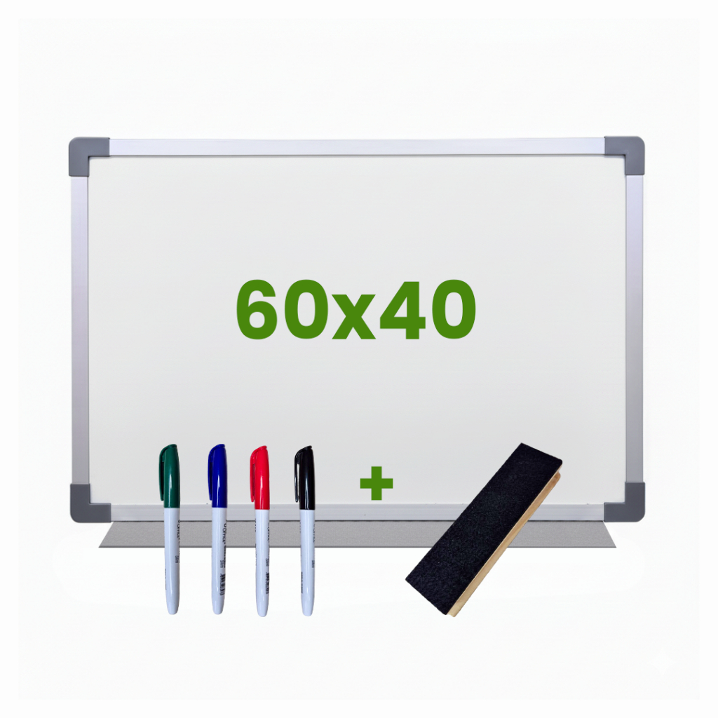 Lousa Escolar Quadro Branco Moldura MDF Aluminizado 60x40