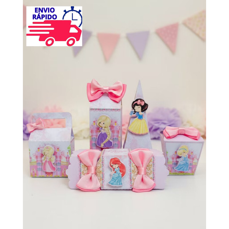 Kit Festa Personalizada AS PRINCESAS DISNEY - Pegue e Monte - Lembrancinhas Caixinhas para Festa Infantil