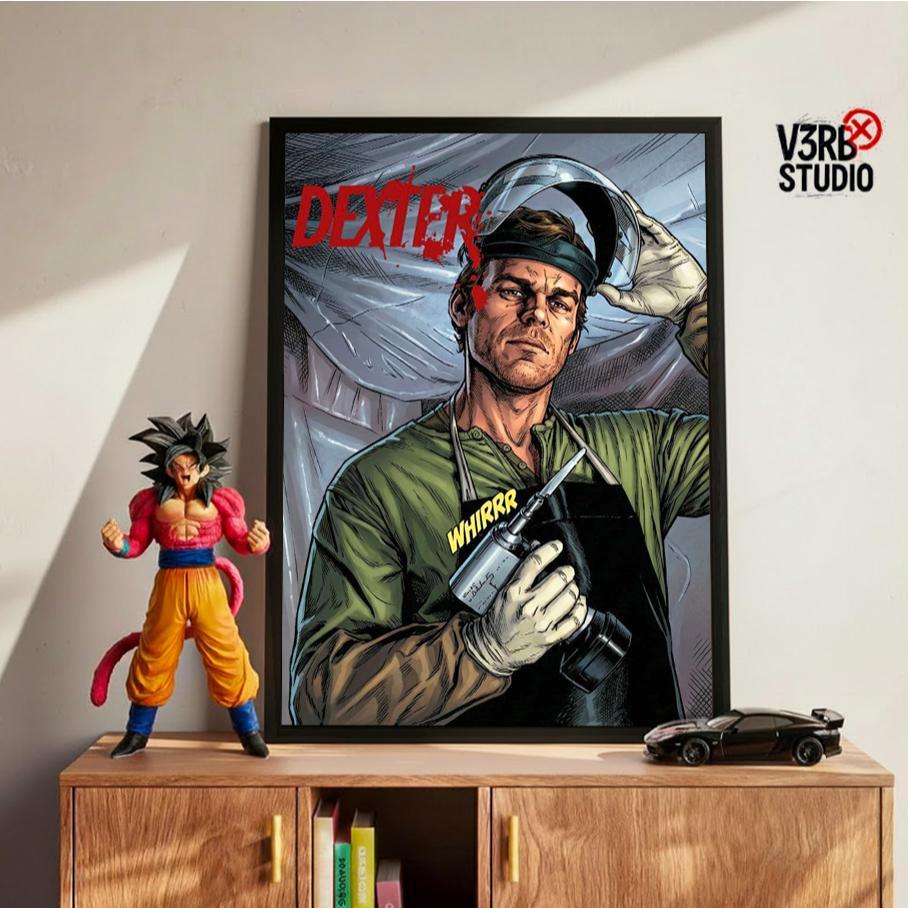 Quadro grande com moldura dexter poster decorativo série dexter morgan enfeite parede sala e quarto