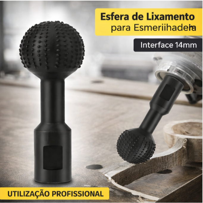 Broca Esférica para Esmerilhadeira M14 em Aço Carbono – Disco de Desbaste e Escultura em Madeira