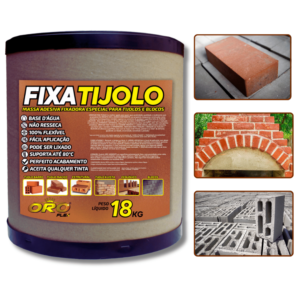 Massa Fixa Tijolo Multiuso Ideal para Construção e Reparos Alto Desempenho e Aderência 18KG Cores