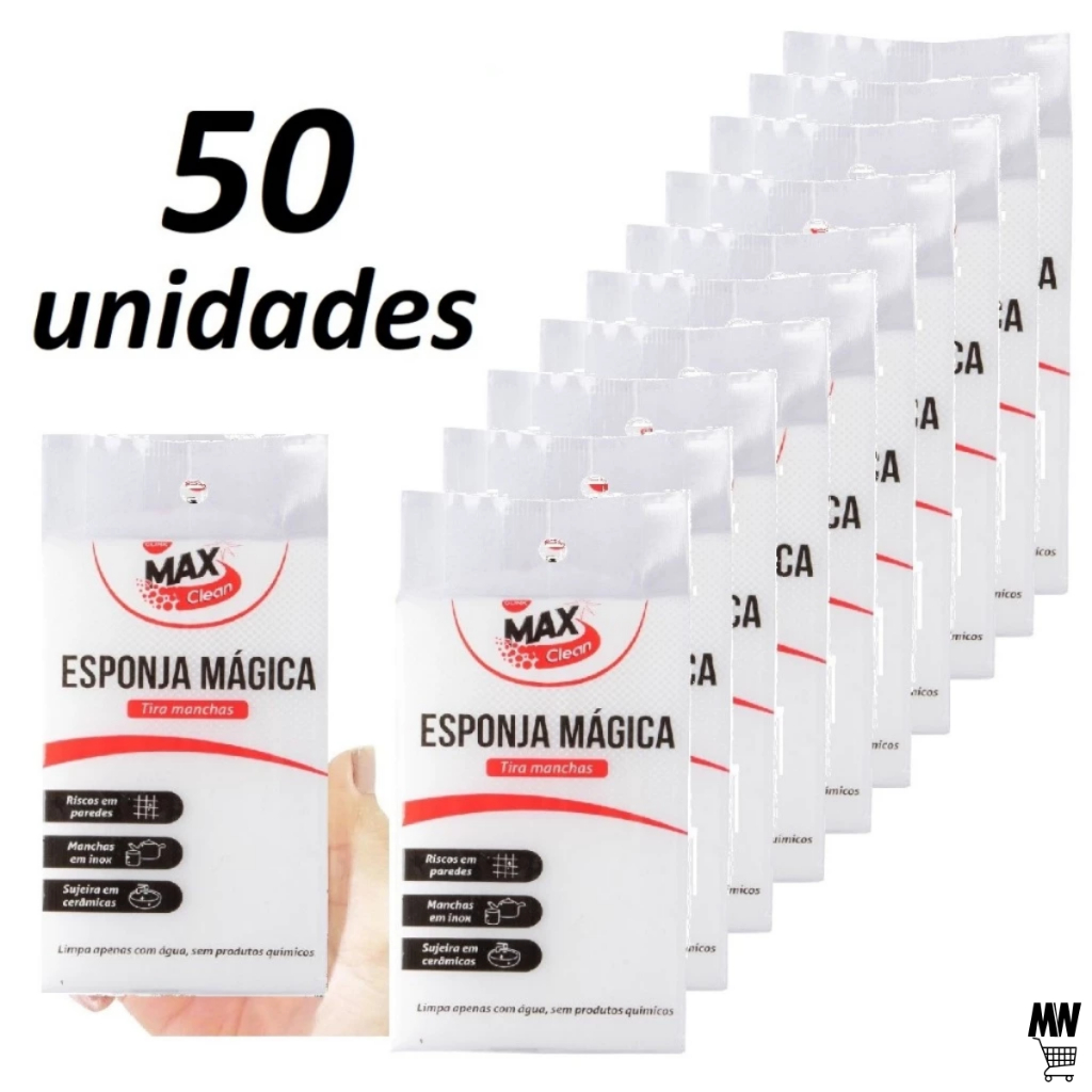 Kit Até 50 Esponja Bucha Mágica de Melamina Tira Manchas Riscos Mágica Branca Multiuso OFERTA