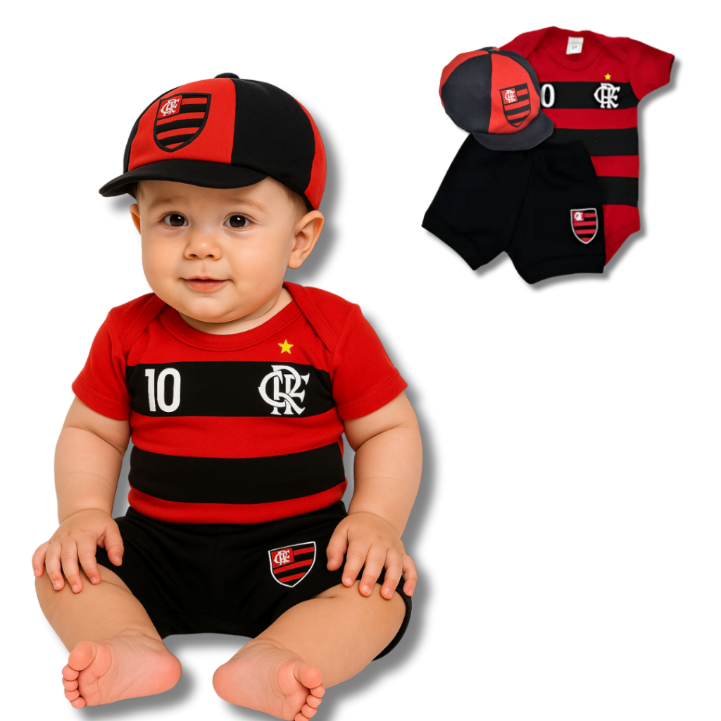 Body Bebê Temático Mesversário Infantil Time de Futebol - Suedine Algodão Promoção