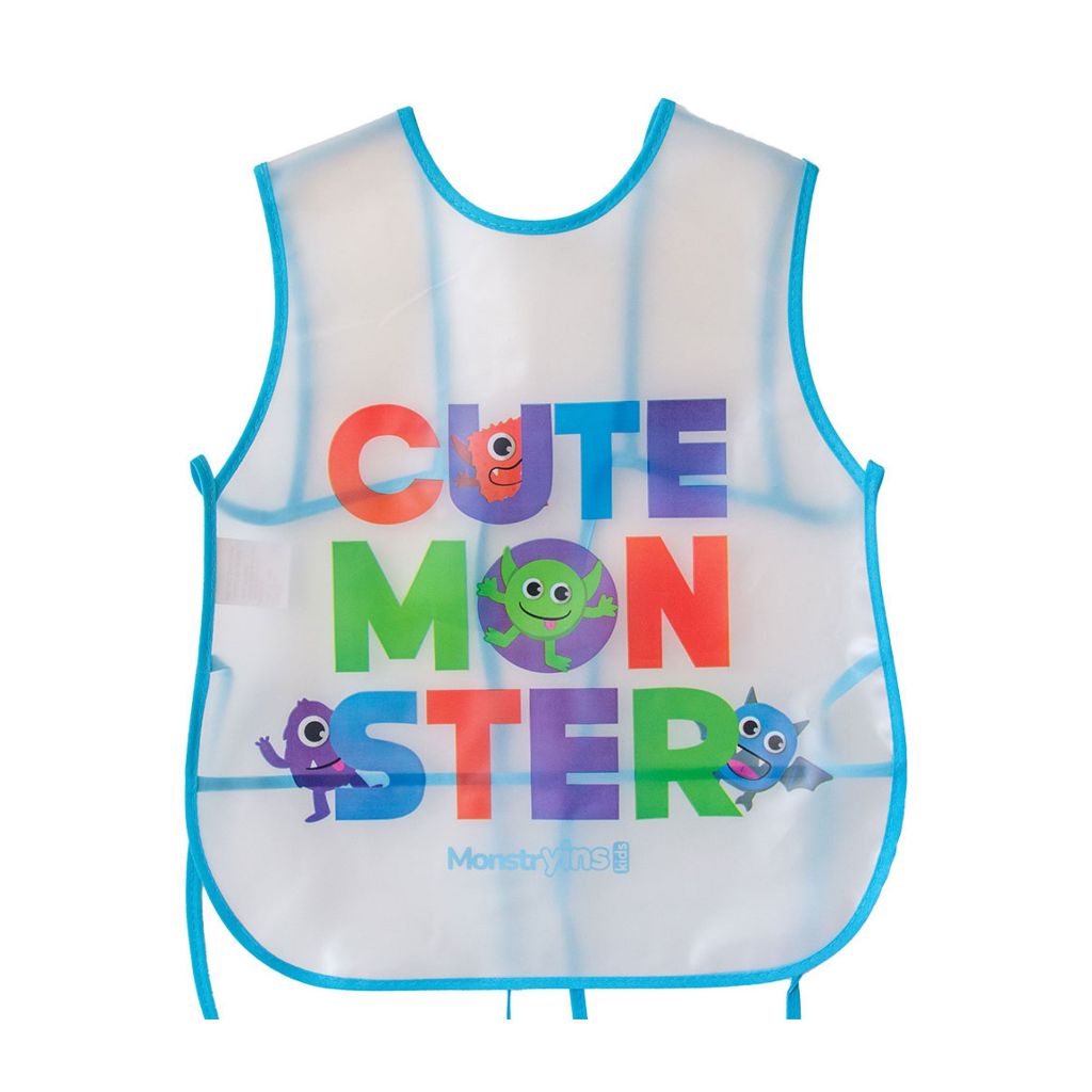 Avental Plástico Escolar com Bolso Interno (Cute Bear e Monster Friends) Feminino Masculino 40 X 32,8 cm - Yin's Paper