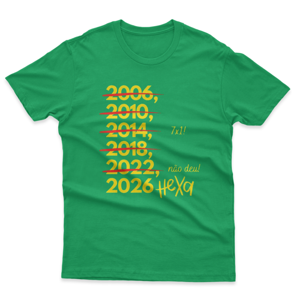 Camiseta Brasil Copa do Mundo Hexa Seleção Brasileira Verde Unissex Algodão Premium | Torcida VR-15