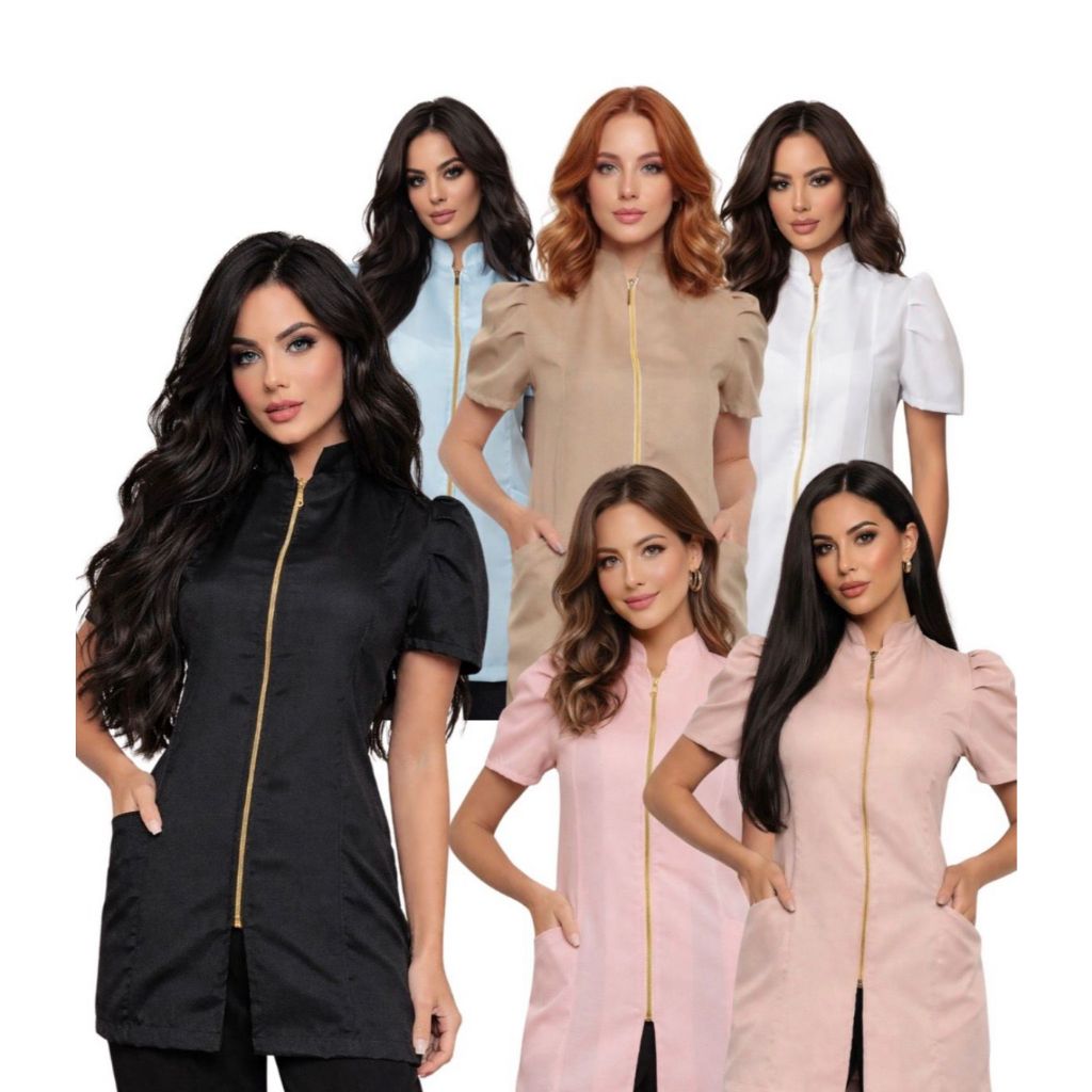 Jaleco Feminino Várias Cores Zíper Mara Gardenia Uniformes em Oferta na Shopee