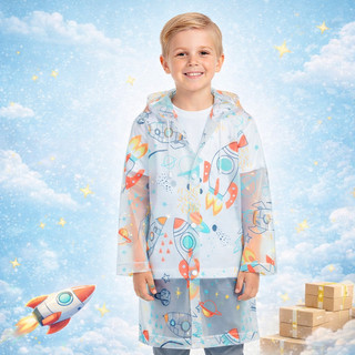 Capa de Chuva Infantil Adulto Com Capuz Botão Material Impermeável Colorida e Galaxy Transparente