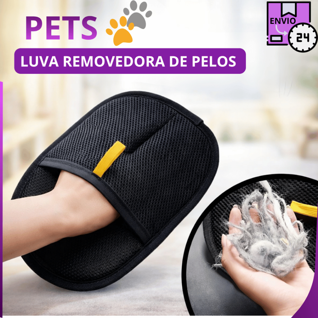 Luva Tira Pelos,  Removedor de Pelos de Pet, Escova Estática De Duas Vias Luva Pelo