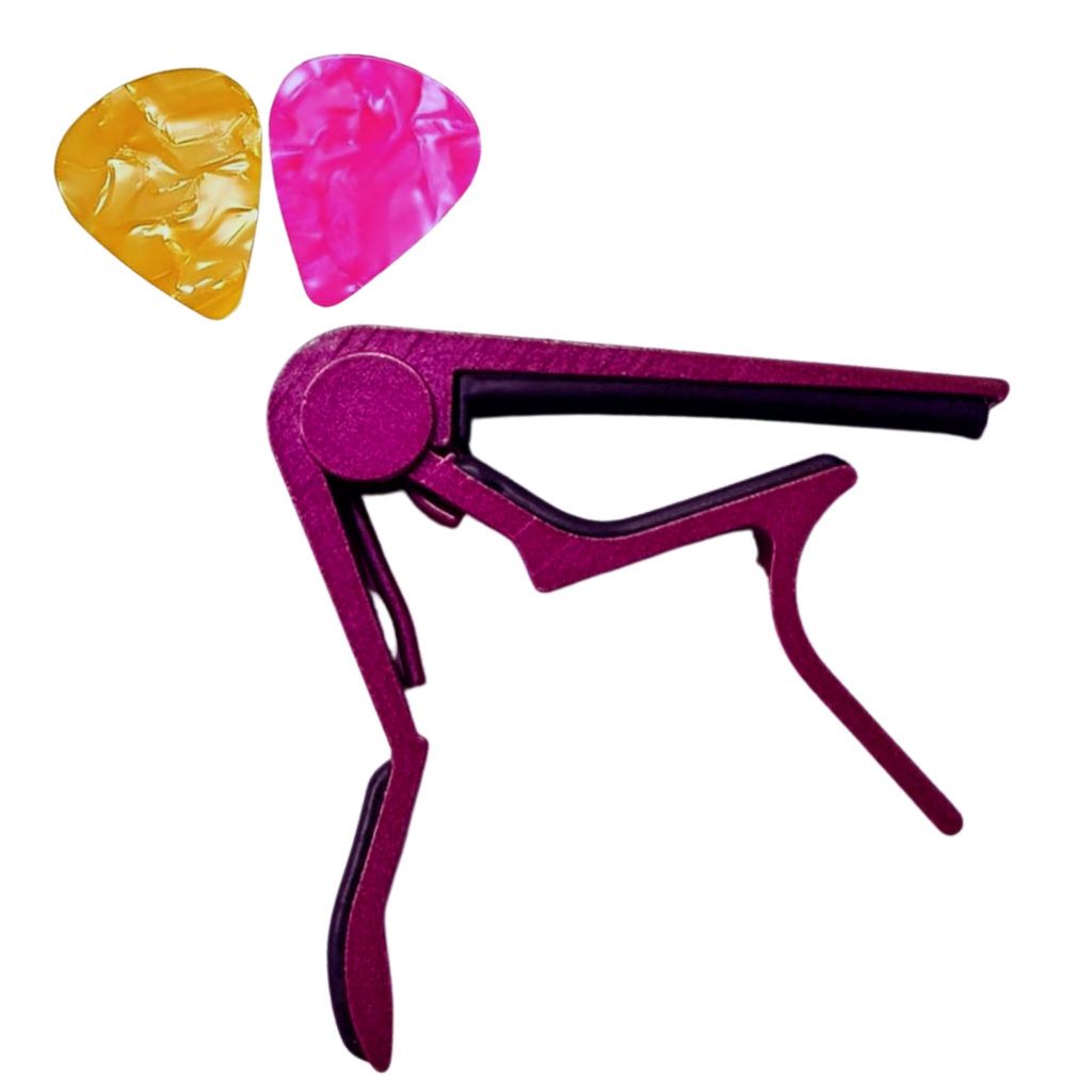 Capotraste Rosa Para Violão, Guitarra, Ukulele + 02 Palhetas · foto 2