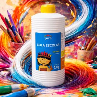 2 Colas Escolar Liquida Branca 1kg Lavável  Piratininga em Oferta na Shopee