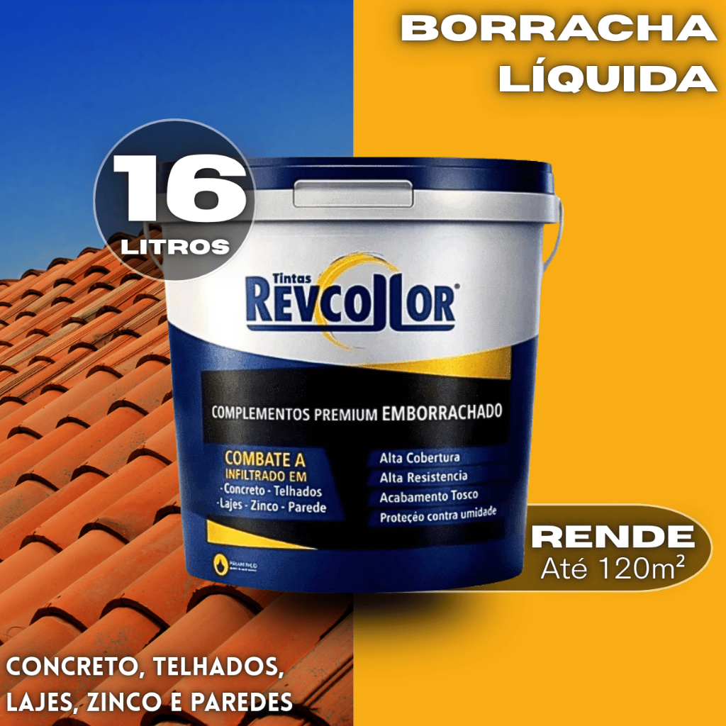 Borracha Liquida Revcollor Incolor 16L Manta Liquida Impermeabilizante Flexivel Anti Infiltração