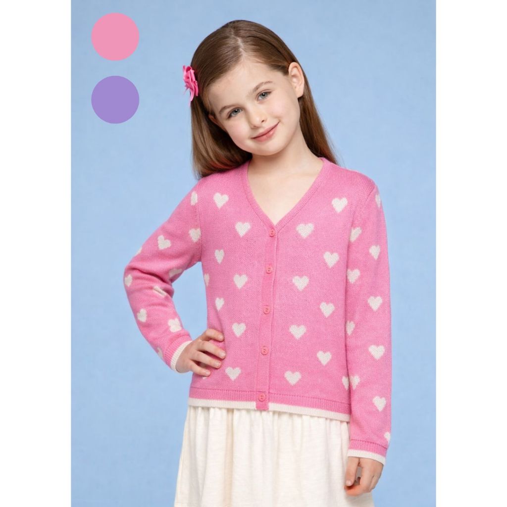 Casaquinho Cardigan Infantil Feminino Tricot Meninas com Botões Inverno e Meia Estação