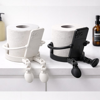 Suporte Papel Higiênico com Porta Celular Divertido – Organizador Banheiro Criativo Anti Tédio