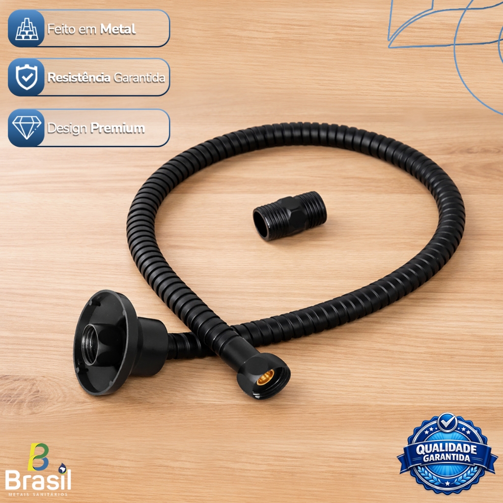 Engate Mangueira Flexível Corrugado Metal Inox Preto 60 Cm em Oferta na Shopee