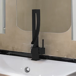 Torneira Banheiro Monocomando Inox 304 Preta Cascata 360 Curva Luxo