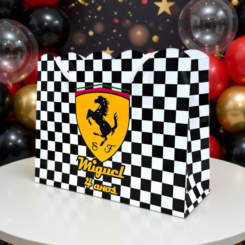 Sacolinha FERRARI Personalizada / Bolsinha Lembrancinha Aniversário / PEGUE E MONTE