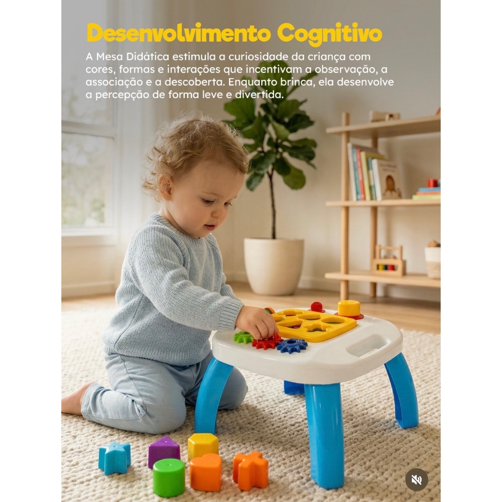 Mesa Didática Kendy Para Desenvolvimento - Brinquedo Infantil Atividades Motoras Bebês, Crianças