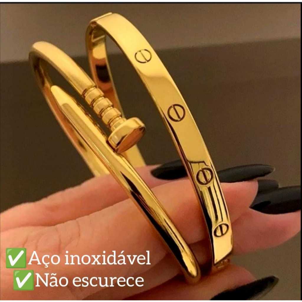 Relógio - Feminino Dourado Pulseira Acessórios Braceletes Femininos Relogio