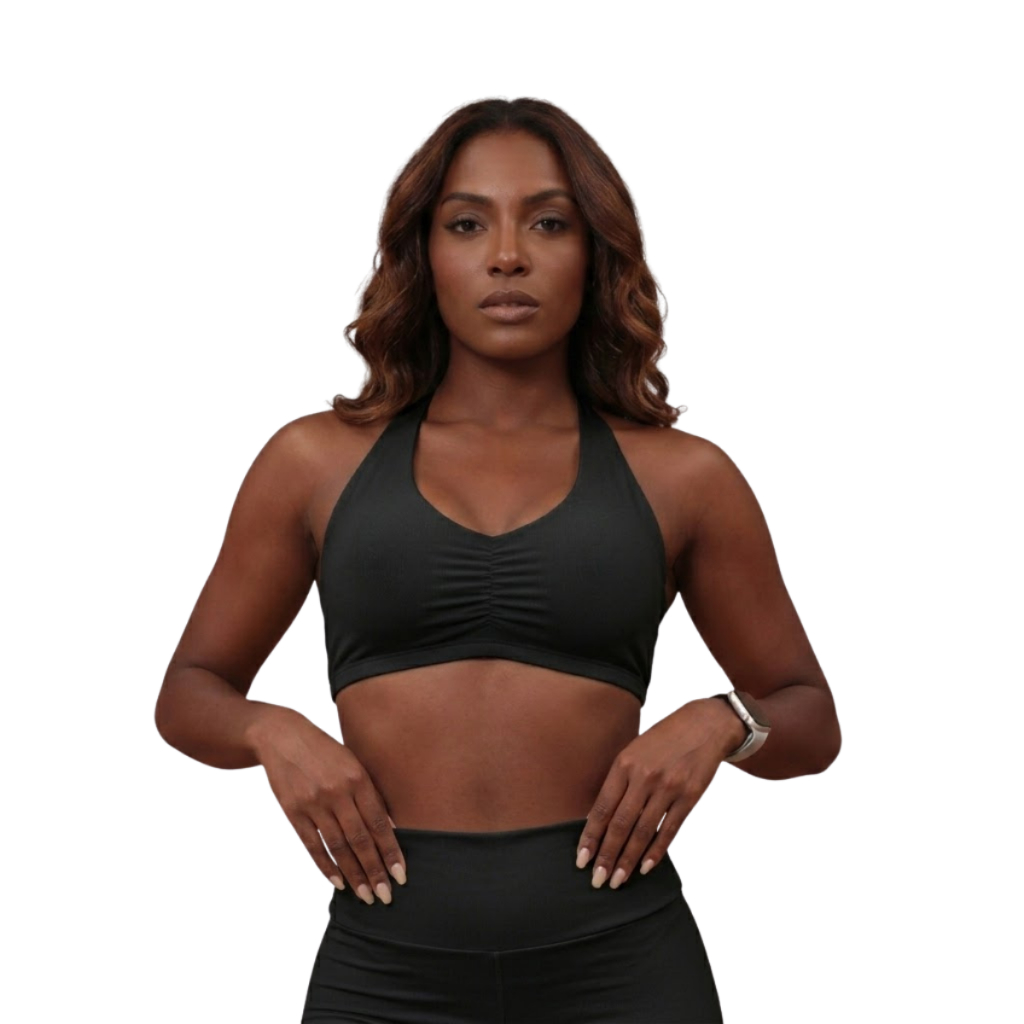 Top Halter Feminino Fitness Frente Unica Suplex Bojo Removìvel Treino Yoga Casual Academia Básico