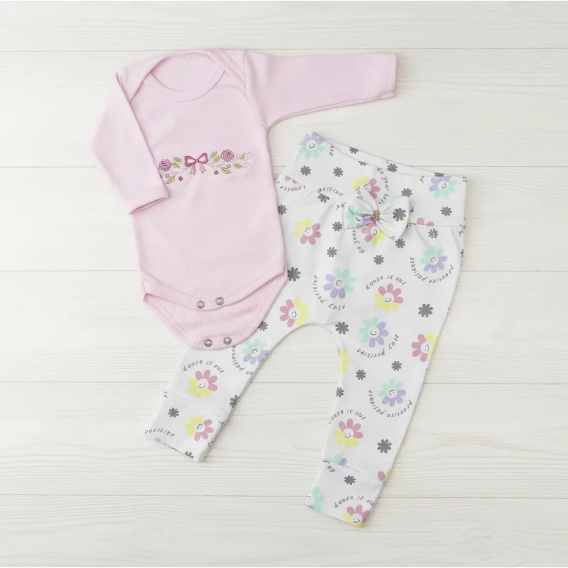 Conjunto Body Bebê Menina Outono Inverno Estampa Sortida com Calça