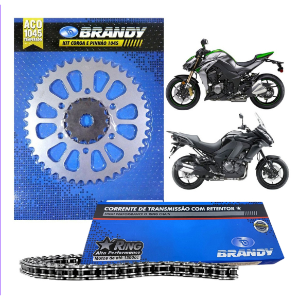 Kit Relação Completo 525x112 Moto Kawasaki KLZ 1000 Versys 2012 até 2024 - Brandy