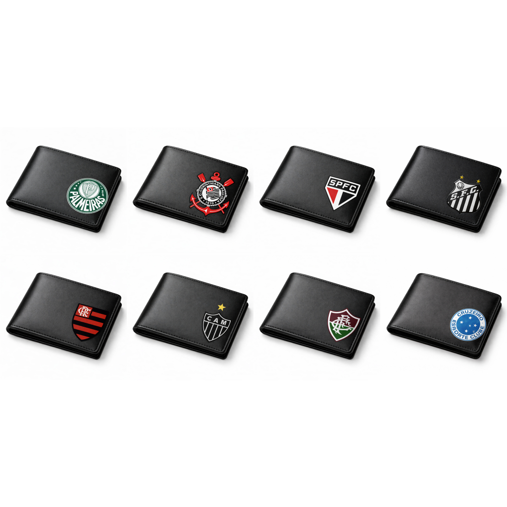 Carteira Masculina Couro Sintético Estilo Futebol Compacta Moderna