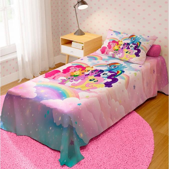 Jogo De Lençol Cobre Leito + Fronha Quarto Infantil My Little Pony