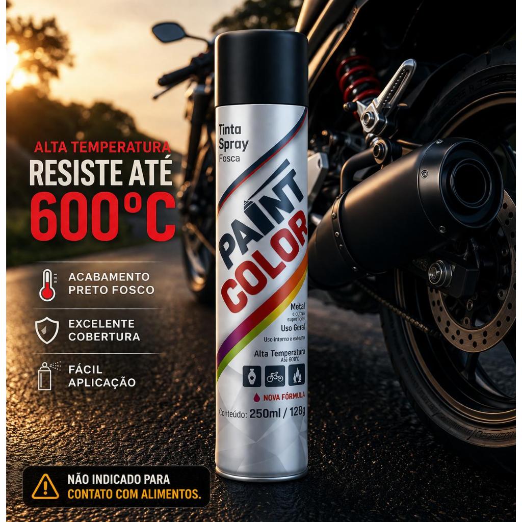 Tinta Uso Geral Alta Temperatura Preto Fosco 250ml Paint Color Uso Geral Uso externo E Interno em Oferta na Shopee