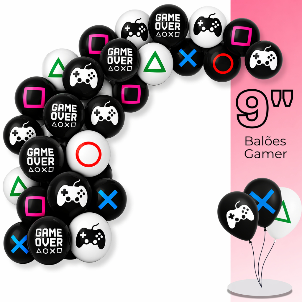 Balão Tema Video Game Playstation N9 15/25/50 Un - Balões Bexigas Gamer - Balão Aniversário