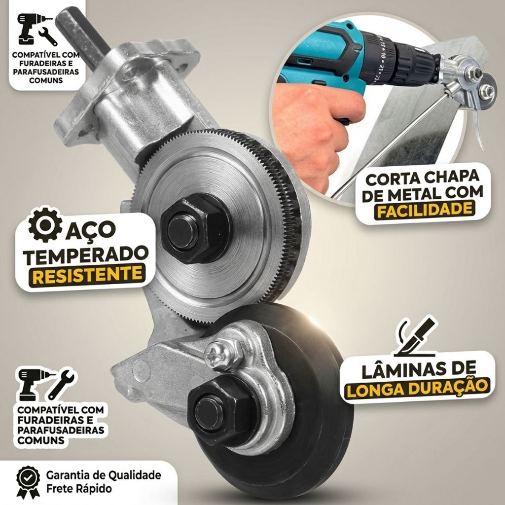 Adaptador Conector Cortador Parafusadeira De Folha Chapa Metal Corte