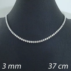 INOX - Choker/Gargantilha Riviera Strass Cravejado - Aço Inox Cor Prata - Vários Tamanhos