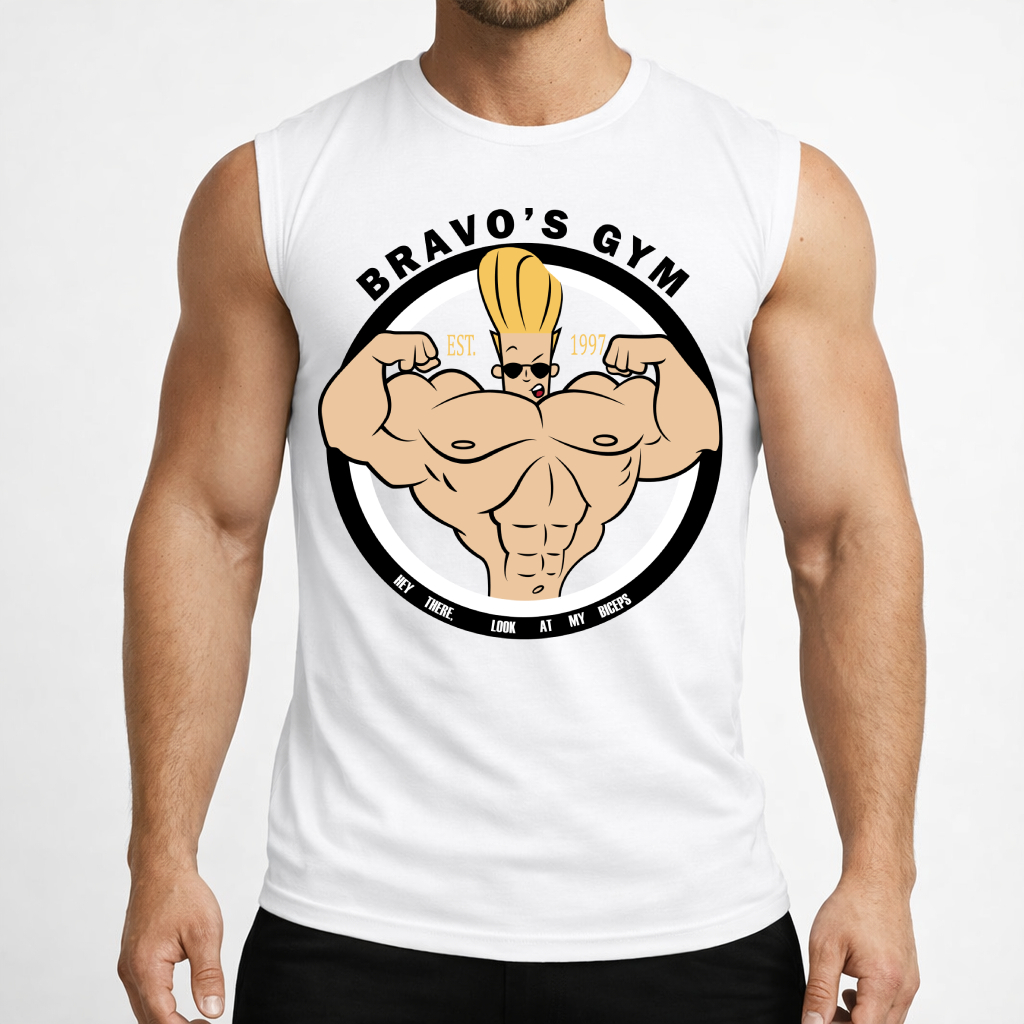 Camiseta Masculina Johnny Bravo Regata Machão Camisa Regata Gym Academia Croos Croosfit