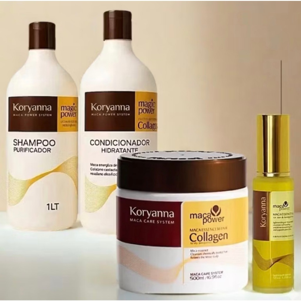 Kit Koryanna Profissional Completo  Intenso – Sham 1L + Cond 1L + Másc 500g + Óleo 50ml  4 produtos