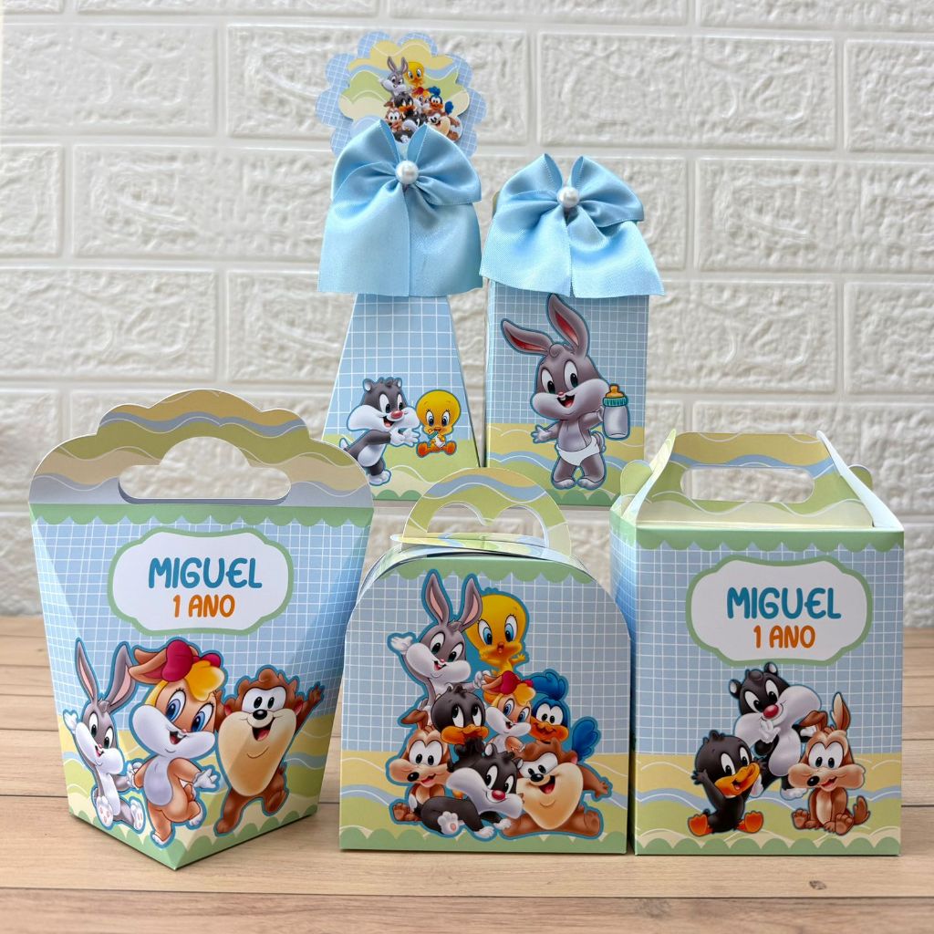 Kit Caixinhas Personalizadas Baby Looney Tunes Lembrancinhas Festa Infantil Aniversário