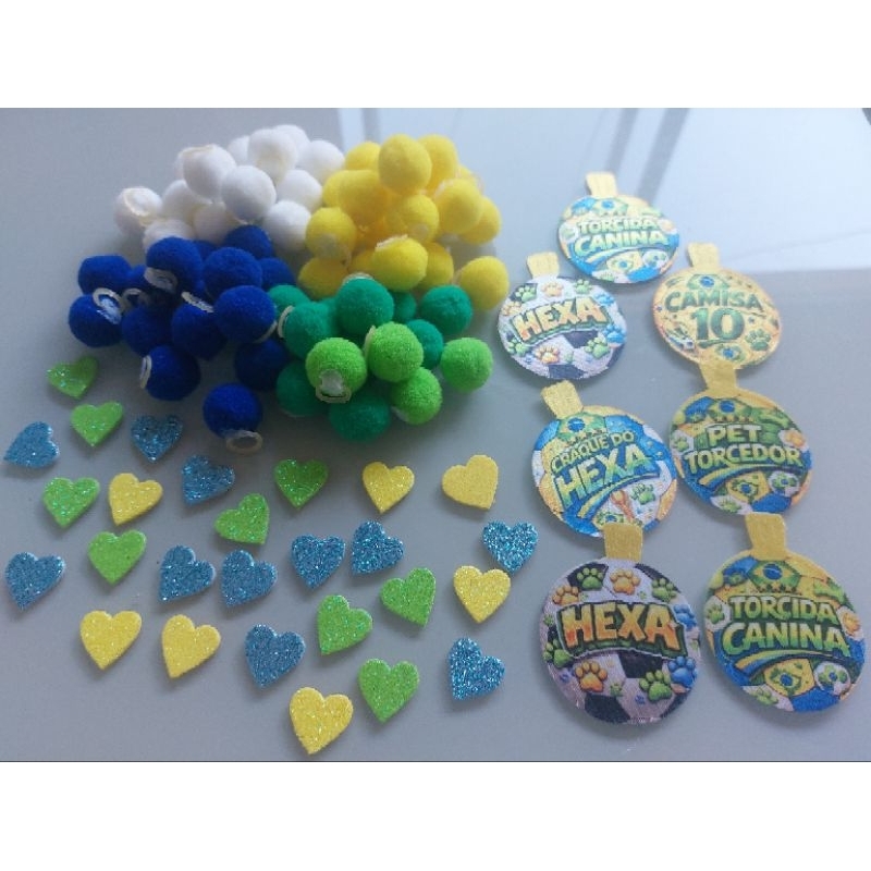 kit pet brasil torcida canina medalhão enfeite banho tosa acessorios pet shop caes e gatos