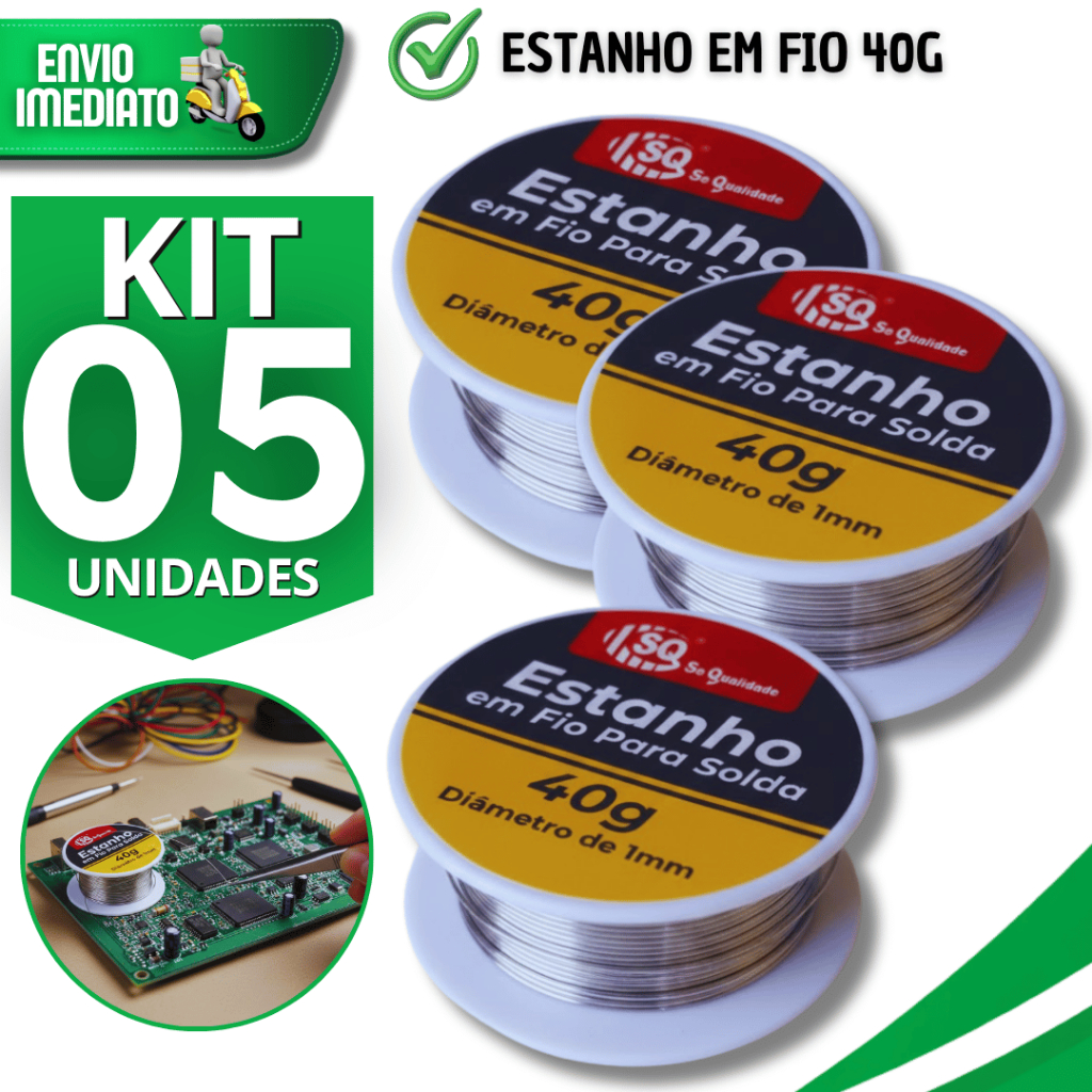 Conjunto Estanho Em Fio Para Solda Carretel 40g Ideal Para Reparos Concertos Manutenções Multiuso