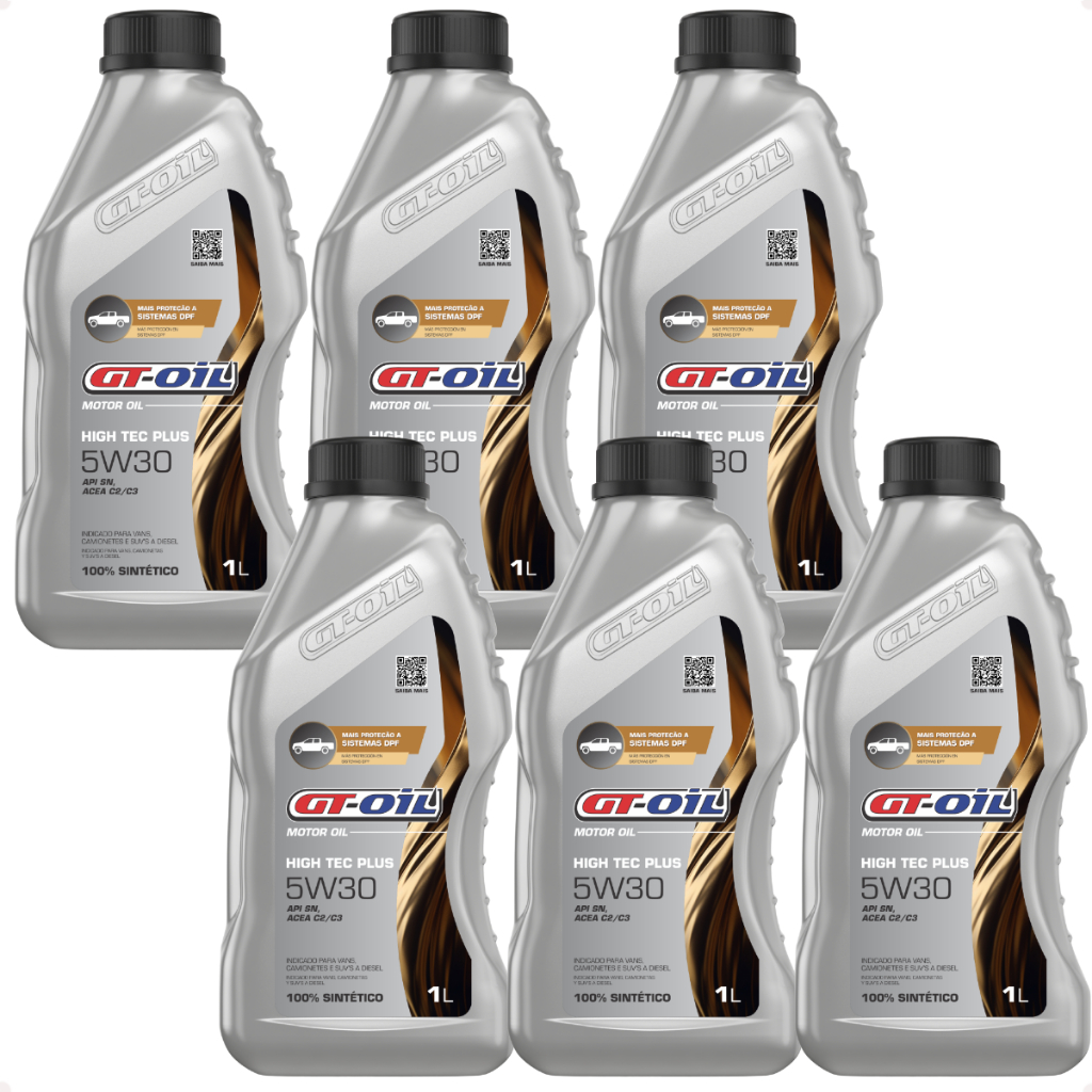 Kit 6 Óleo Motor Gt Oil High Tec Plus 5w30 Sintético Diesel