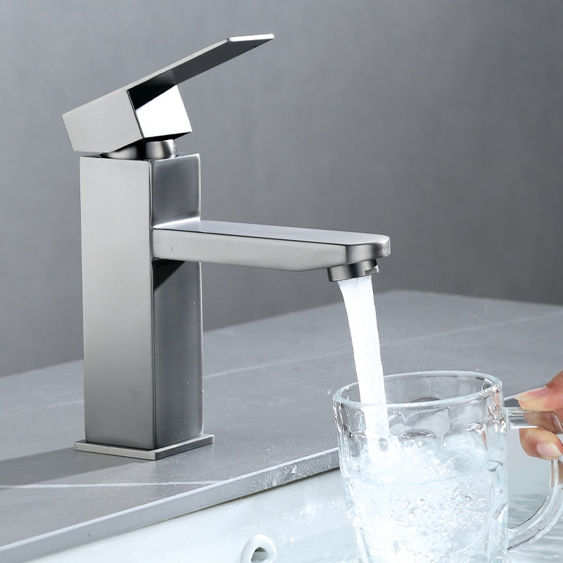 Prata/Preto Banheiro Inox Monocomando Moderna Luxo 1/4 De Volta Cromo Premium Torneira Banheiro Inox