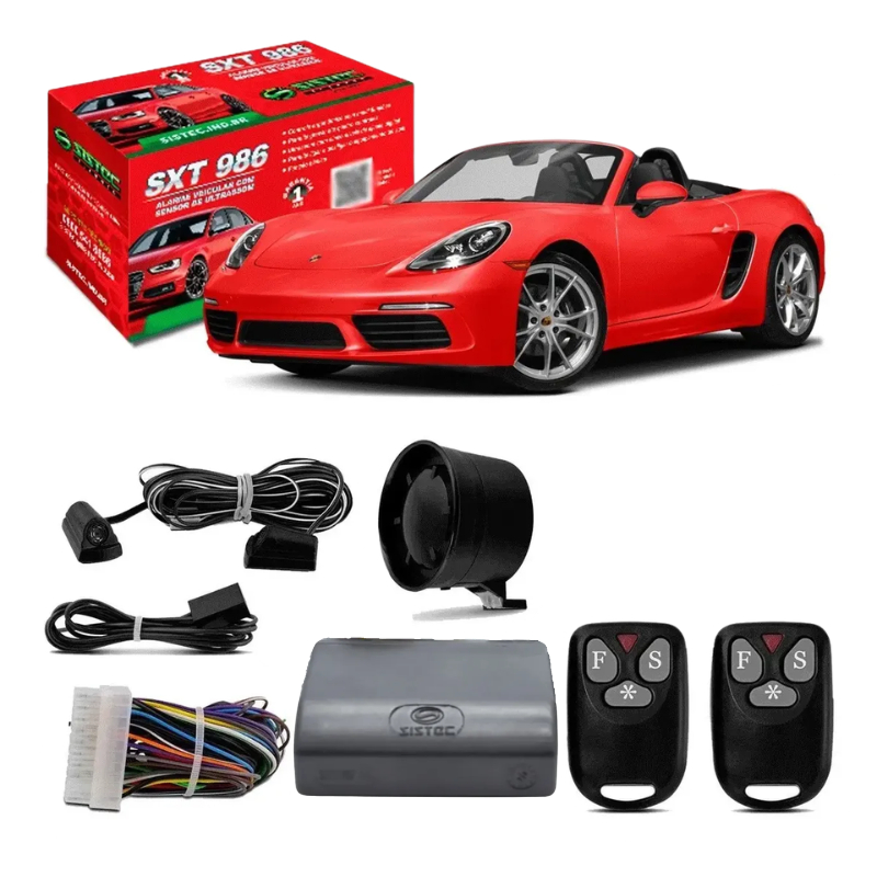 Alarme Automotivo Sistec SXT 986 c/ 2 Controles (Led Vermelho)