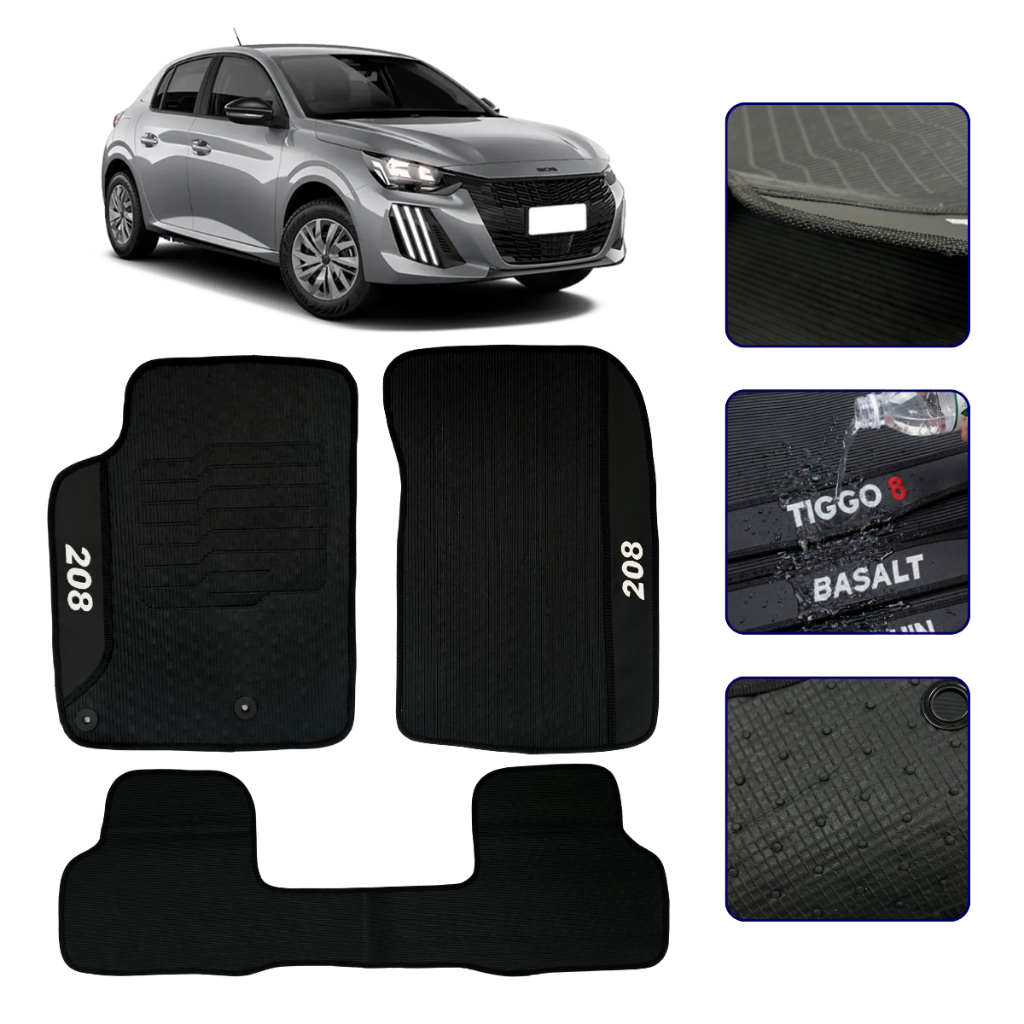 Tapetes Para Peugeot 208 Jogo Automotivo 2021 2022 2023 2024 2025 Kit Carro 3 pe