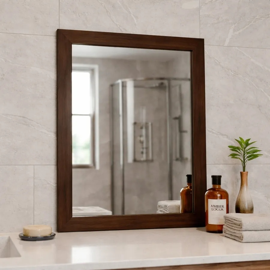 Espelho Retangular 33x43cm Banheiro Lavabo Parede Moldura Clássica Triax Diversas Cores