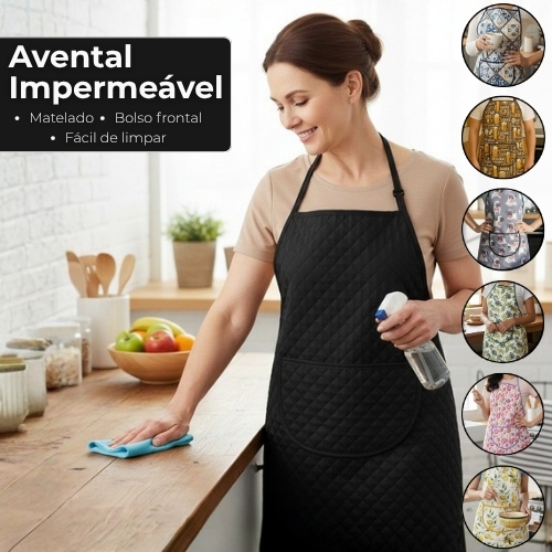 Avental de Cozinha Impermeável Feminino Com Bolso  Dona de Casa Lavanderia Personalizado Unissex